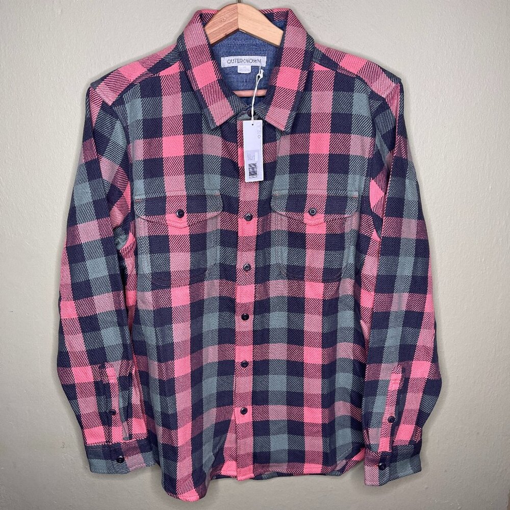 New Men's Outerknown Blanket Shirt Astrodust Balboa Flannel Button Shirt